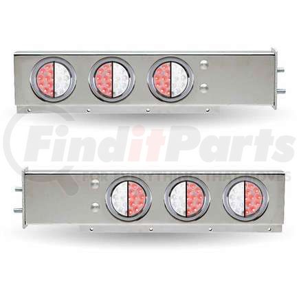 TU-9210L3 by TRUX - Mud Flap Hanger, with Flat Top, 6 x 4" Dual Revolution (Red/White) LEDs & Bezels, Stainless Steel