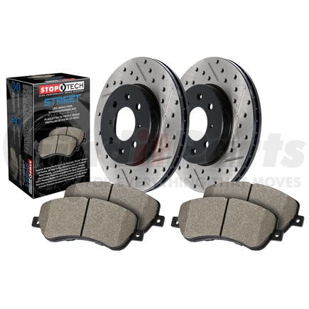 938.35518 by STOPTECH - Street Axle Pack, Drilled and Slotted, Rear Brake Kit