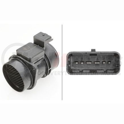 009142001 by HELLA - Air Mass Sensor, 6-Pin Connector, Pipe-Neck