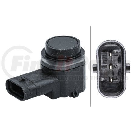 358141471 by HELLA - Sensor, parking assist - angled - 3-pin connector - Plugged - Paintable