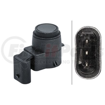 358141401 by HELLA - Sensor, parking assist - angled - 3-pin connector - Plugged - Paintable