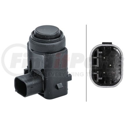 358141561 by HELLA - Sensor, parking assist - angled - 3-pin connector - Plugged - Paintable