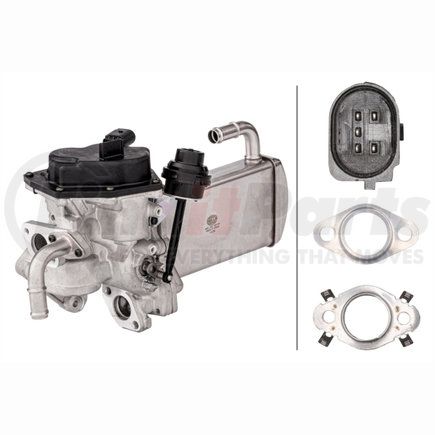 358167041 by HELLA - EGR Module - Electric - 5-pin connector - with gaskets/seals/with EGR cooler - with EGR valve