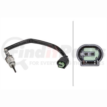 358181271 by HELLA - Sensor, exhaust gas temperature - 2-pin connector - Bolted - Cable: 155mm