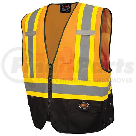 V1020251U-S/M by PIONEER SAFETY - Safety Vest - Hi-Vis Orange/Black, Size S/M