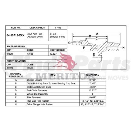 04 15712 002 by MERITOR - AY-HUB/REAR