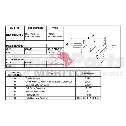 0416009003 by MERITOR - HUB ASSEMBLY