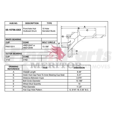 05 15756 002 by MERITOR - AY-FRT HUB/ABS