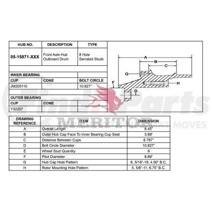 05 15871 002 by MERITOR - AY-FRT HUB