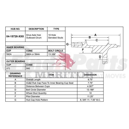 04 15728 004 by MERITOR - AY-REAR HUB