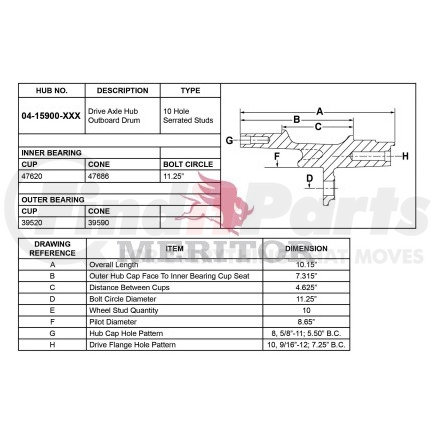 0415900005 by MERITOR - AY-REAR HUB