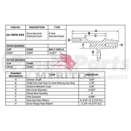 0415930002 by MERITOR - AY-REAR HUB