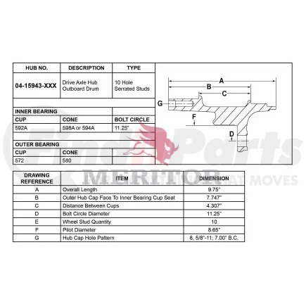 0415943002 by MERITOR - AY-HUB/REAR