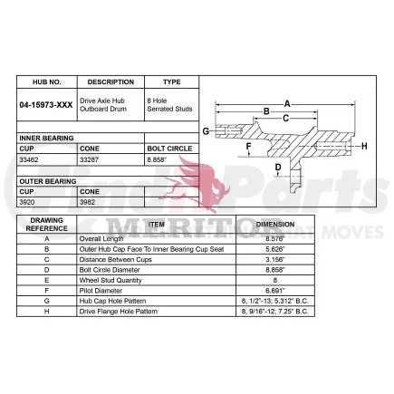 0415973100 by MERITOR - AY-HUB/REAR