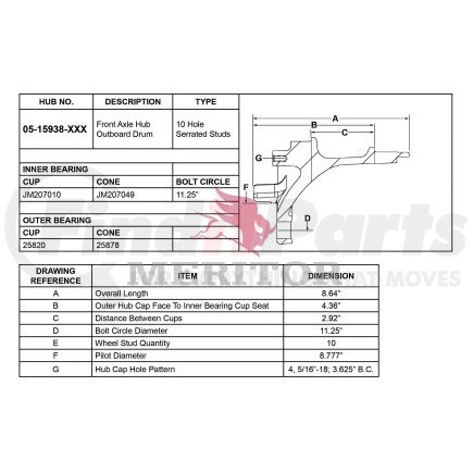 05 15938 1001 by MERITOR - HUB ASSEMBLY