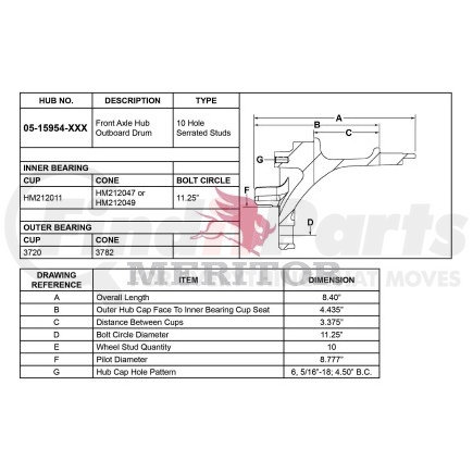 0515954005 by MERITOR - AY-FRT HUB