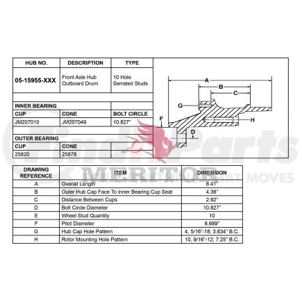 05159551000 by MERITOR - HUB ASSEMBLY