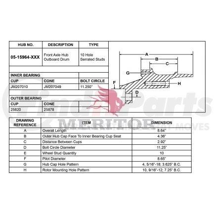 05159641057 by MERITOR - HUB ASSEMBLY