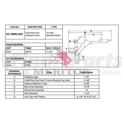 05 15996 002 by MERITOR - AY-HUB/STUD/TR