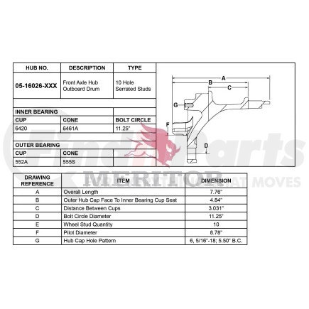 05 16026 002 by MERITOR - AY/FRT HUB