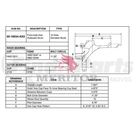 0516034003 by MERITOR - AY-FRT HUB