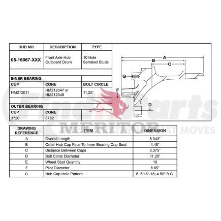 05 16067 002 by MERITOR - AY-FRT HUB