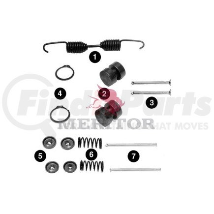 KIT 1125 by MERITOR - Drum Brake Hardware Kit - Front Steer Axle, 15 in. Brake Drum Diameter