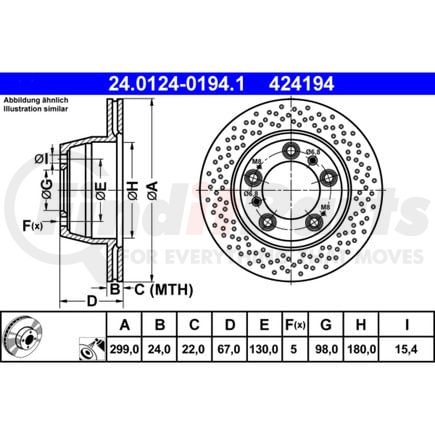 424194 by ATE BRAKE PRODUCTS - ATE Original Rear Disc Brake Rotor 424194 for Porsche