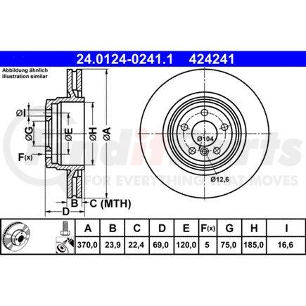 424241 by ATE BRAKE PRODUCTS - ATE Original Rear Disc Brake Rotor 424241 for BMW