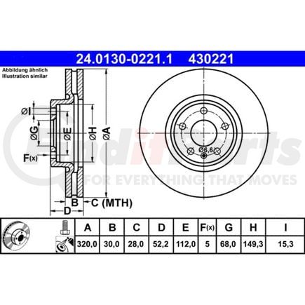 430221 by ATE BRAKE PRODUCTS - ATE Original Front Disc Brake Rotor 430221 for Audi
