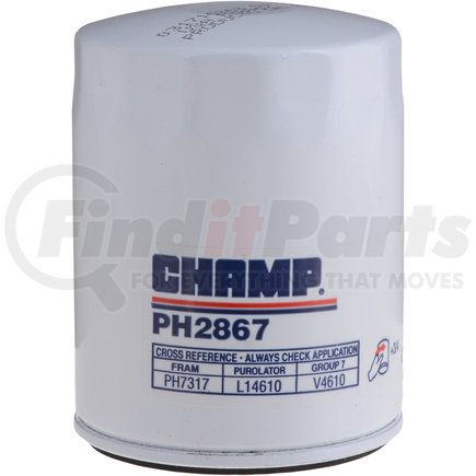 PH2867 by CHAMP FILTERS - Luberfiner PH2867 2 1/2" Spin-on Oil Filter