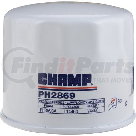 PH2869 by CHAMP FILTERS - Luberfiner PH2869 3" Spin-on Oil Filter