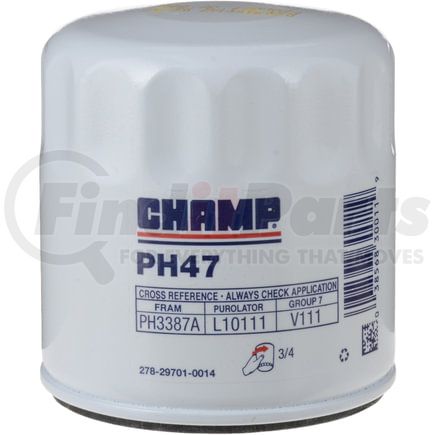 PH47 by CHAMP FILTERS - FRAM, PH47, HD Oil Filter