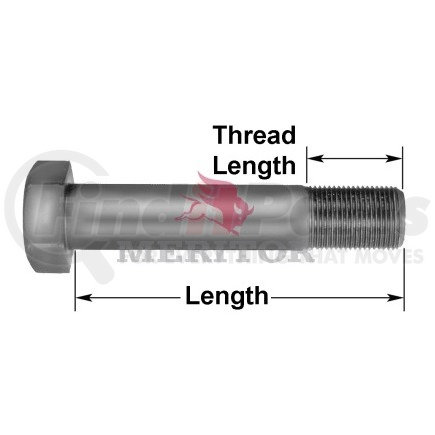 R303415 by MERITOR - Bolt - 4.50" Length, 0.625" Thread Diameter, 2 Grade