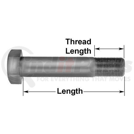 R304364 by MERITOR - Bolt - 9.25" Bolt Length, 1.13", Thread Diameter, 5 Grade