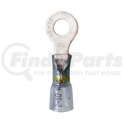 1-1634 by PHILLIPS INDUSTRIES - Ring Terminal - Clear-Vu, 12-10 Ga., 1/4 in. Stud, Yellow Stripe, Polybag