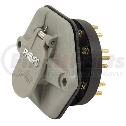 16-7612-28 by PHILLIPS INDUSTRIES - Trailer Receptacle Socket - 7-Way, 28-Pin, Solid, 15 AMP Circuit Breaker