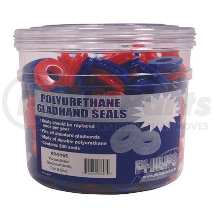 80-0164 by PHILLIPS INDUSTRIES - Air Brake Gladhand Seal - Blue and Red Polyurethane, 100 Each In Clear Container
