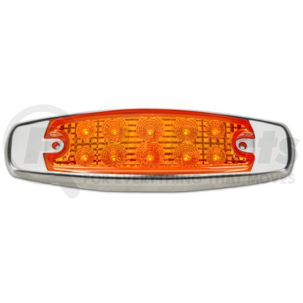 1806-3A by ROADMASTER - Amber 10 LED Marker Light. Stainless Steel Bezel. Wire Lead, Bullet and ring