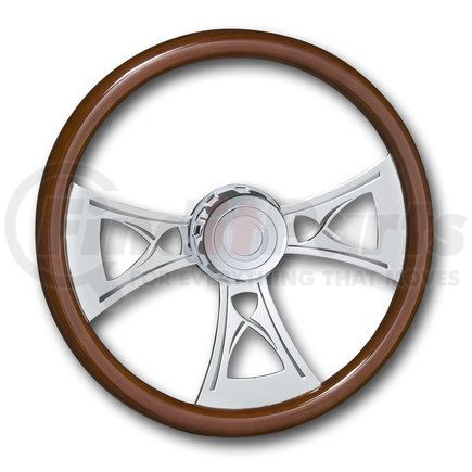 29530-CROSS by ROADMASTER - Steering Wheel 18-inch  Chrome Flame Design, Tilt/Telescopic Column