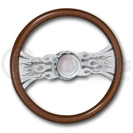 29530-FLAMES by ROADMASTER - Steering Wheel 18-inch Chrome Flame Design, Tilt/Telescopic Column