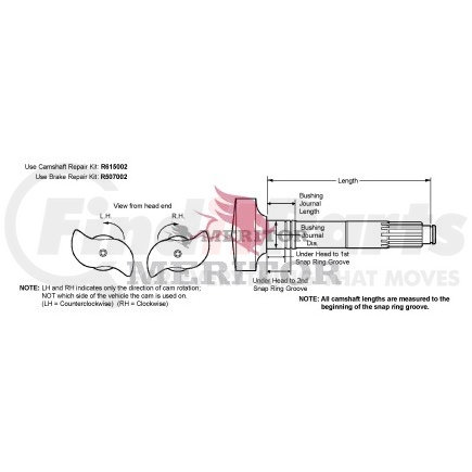 R607050 by MERITOR - CAMSHAFT-RH