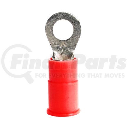 RVRT810 by THE INSTALL BAY - Ring Terminal - 8 Gauge, No. 10, Nickel Plated, Red Vinyl, Insulated Jacket