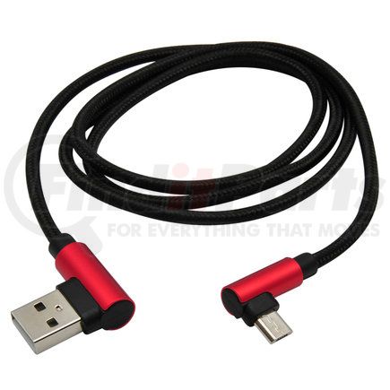 MB06117 by MOBILE SPEC - USB Charging Cable - Micro To USB Cable, Right Angle Connectors, 3 ft. Long, Red/Black,