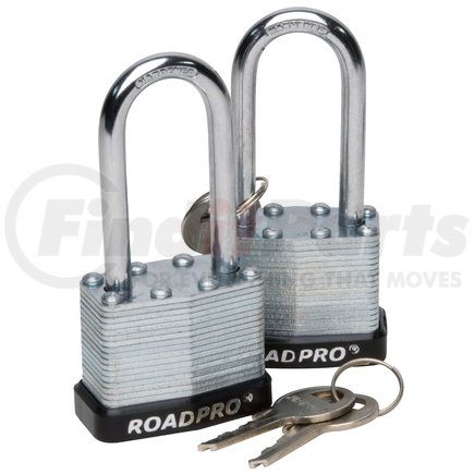 RPLS-40L/2 by ROADPRO - Padlock - 1.5", Steel, Laminated, 2" Double Locking Shackle, with 2 Keys and 2 Locks Keyed Alike