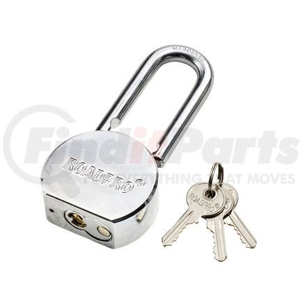 RPLSS65L by ROADPRO - Padlock - 2.5" (65mm), Steel, Nickel Plated, Double Locking Shackle, Brass Cylinder, with 3 Keys