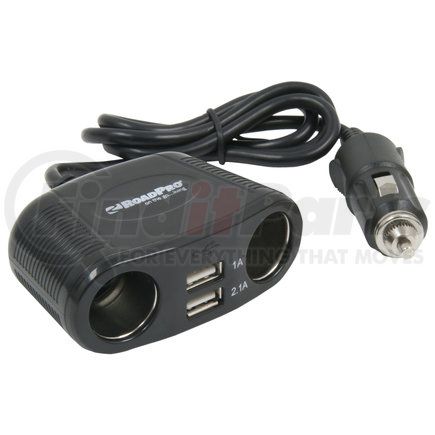 RP431USB by ROADPRO - USB 12V Accessory Power Outlet Adapter - 4-Way, 12V, with 2 USB Ports Cigarette Lighter Adapter