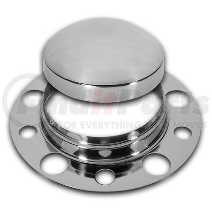 215-354 by ROADMASTER - Chrome 3 piece front axle cover with removable cap and beauty ring. Fits: 10 Lug, 33mm, 38mm nuts (for 38mm applications all lug nuts must be removed for installation) 20"/22.5"/24.5"