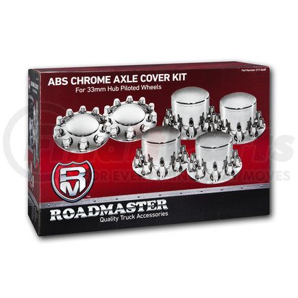 217-344P by ROADMASTER - Axle Hub Cover - Chrome, Fits 10 Lugs, 33mm Hub Piloted nuts