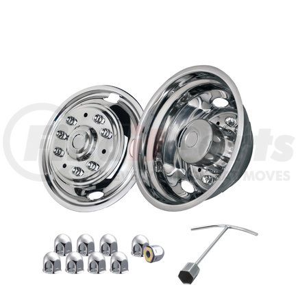 234ES-OL by ROADMASTER - Fits F450-F550-F650 2WD-4WD, 10 lug; 5 hand hole, over the lug complete front/rear stainless steel simulator set (Year 2005-Current) 19.5" x 6"